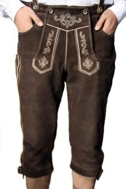 Trachten Lederhose Kniebundhose Ziegenleder Braun
