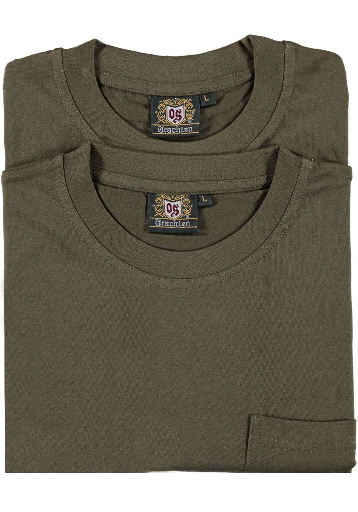 2er Pack Jagd T-Shirt Für Trachten Lederhosen Hirschstickerei Oliv