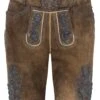 Spieth & Wensky Presley Herren Trachtenhose Lederhose Kurzhose Mit Gürtel Ziegenvelour Stickerei