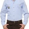 German Wear, Trachtenhemd Für Lederhosen Mit Verzierung Blau/kariert