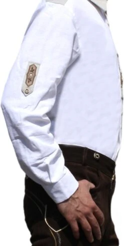 German Wear, Trachtenhemd Für Lederhosen Trachtenmode Mit Verzierung Weiß -Bekleidungsgeschäft 1067 side