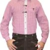 German Wear, Trachtenhemd Für Lederhosen Mit Verzierung Weinrot/kariert