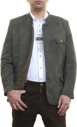 Trachtenjacke Trachtenjanker Trachten Janker Lederimitat Oliv