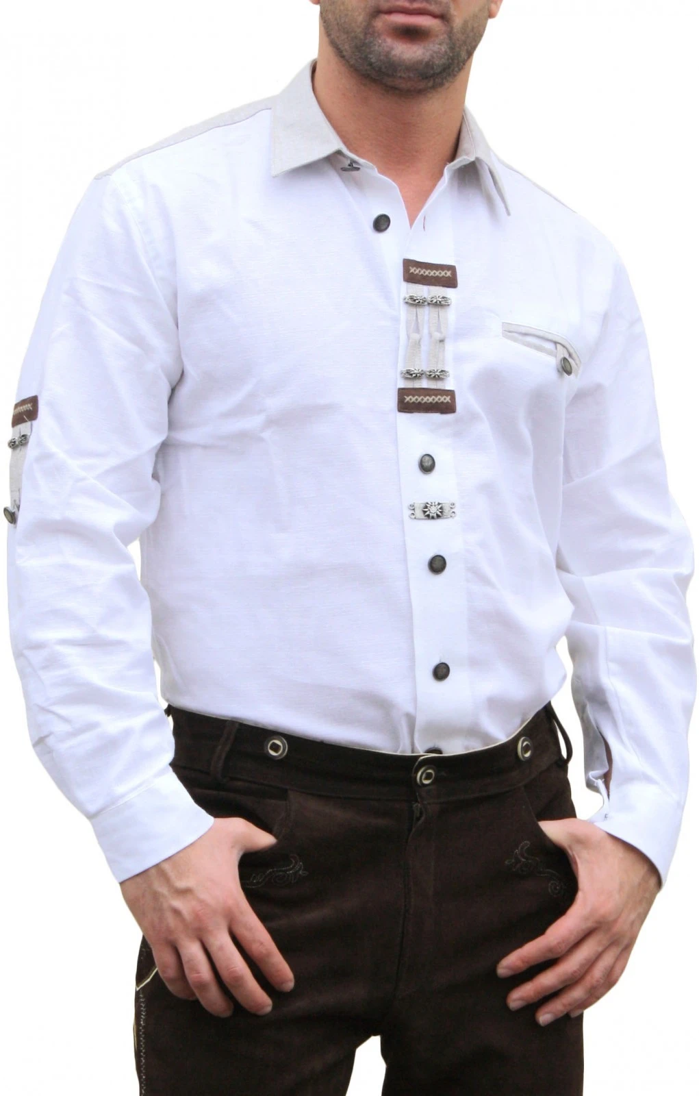 Trachtenhemd Für Lederhosen Mit Verzierung Weiß 1 Trachtenhemd Für Lederhosen Mit Verzierung Weiß