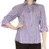 Trachtenbluse Damen Trachten Lederhosen-bluse Trachtenmode Aubergine Kariert