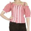 Trachtenbluse Carmenbluse Trachten Lederhosen-bluse Trachtenmode ROT Kariert