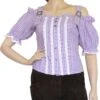 Trachtenbluse Carmenbluse Trachten Lederhosen-bluse Trachtenmode LILA Kariert