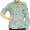 Trachtenbluse Damen Trachten Lederhosen-bluse Trachtenmode Grün Kariert OB8-grün