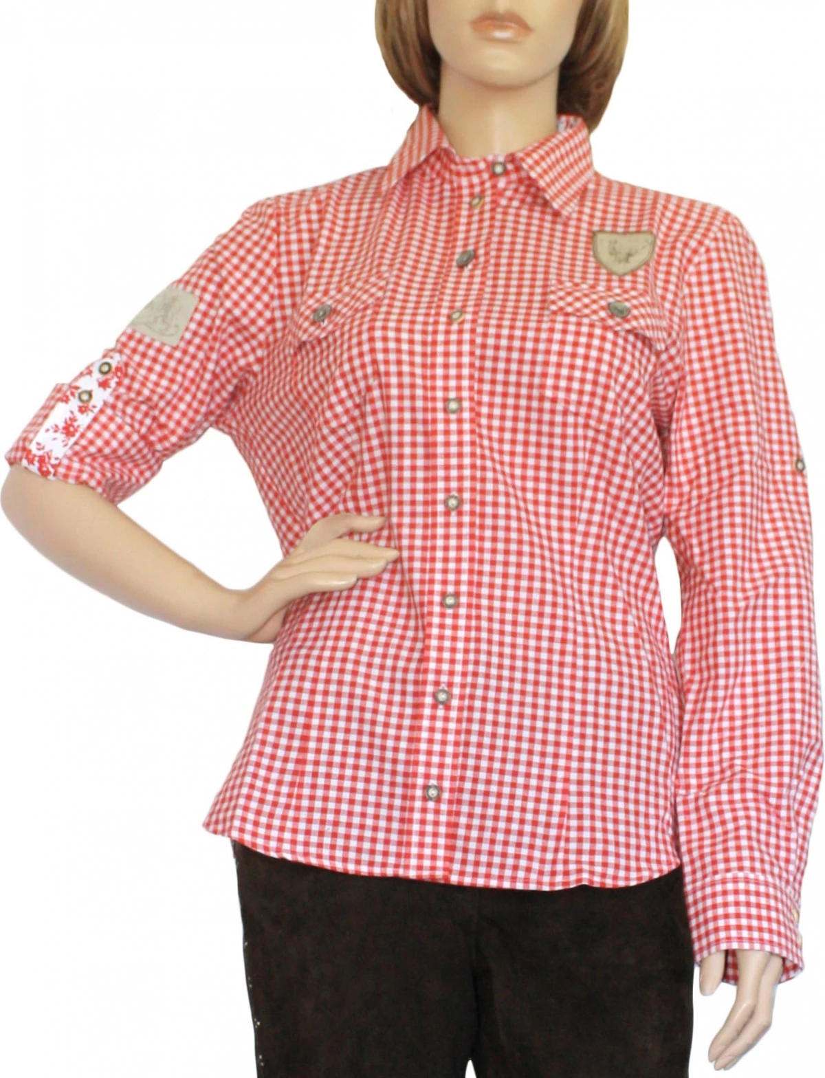 Trachtenbluse Damen Trachten Lederhosen-bluse Trachtenmode ROT Kariert 1 Trachtenbluse Damen Trachten Lederhosen-bluse Trachtenmode ROT Kariert