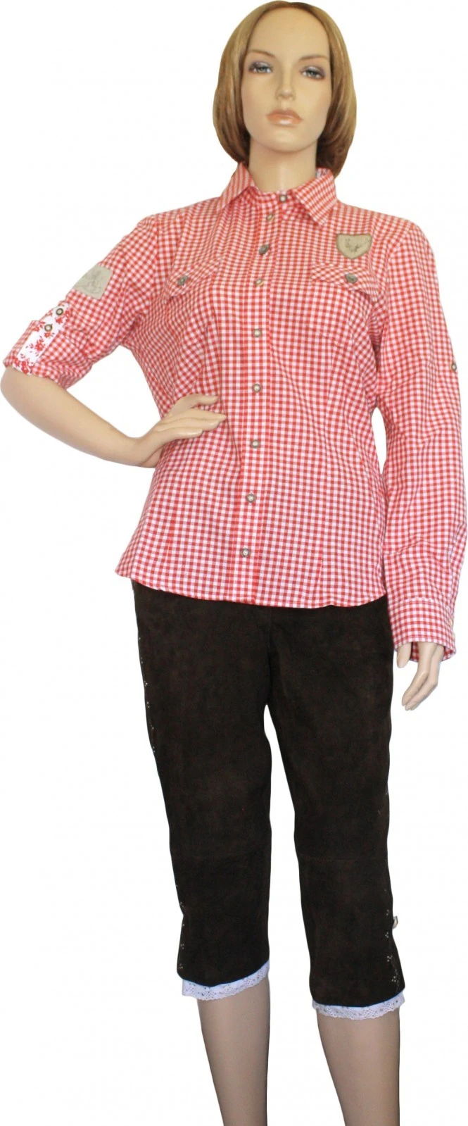 Trachtenbluse Damen Trachten Lederhosen-bluse Trachtenmode ROT Kariert 2 Trachtenbluse Damen Trachten Lederhosen-bluse Trachtenmode ROT Kariert – Bild 2
