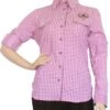 Trachtenbluse Damen Trachten Lederhosen-bluse Trachtenmode Violett Kariert