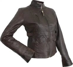 German Wear, Damen Lederjacke Echtleder Jacke Aus Lamm Nappa Leder, Knitterlook, Braun