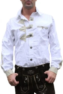 Trachtenhemd Für Trachten Lederhosen Trachtenmode Weiß GW1260