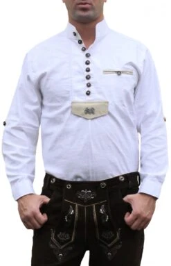 Trachtenhemd Für Trachten Lederhosen Trachtenmode Weiß GW1263