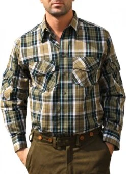 Jagdhemd Hemd Für Jagd Lederhosen GRÜN/karo