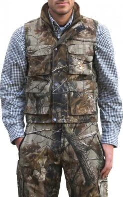 Jagdweste Weste Textilien In Sand-Wald Mit Hirsch Stickerei