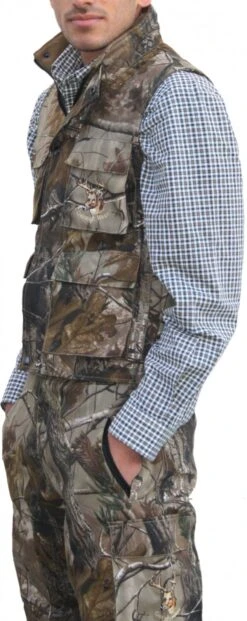 Jagdweste Weste Textilien In Sand-Wald Mit Hirsch Stickerei -Bekleidungsgeschäft 1375 side