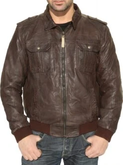 German Wear, Lederjacke Trend Fashion Lammnappa Echtleder Jacke Nappa Leder Dunkelbraun