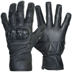 Motorradhandschuhe Motorrad Biker Lederhandschuhe Schwarz