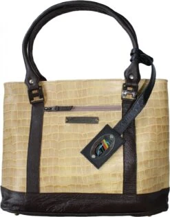 German Wear, Damen Lederhandtasche Shopper Ledertasche Handtasche Tasche Tragetasche Beige/braun