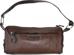 German Wear, Damen Lederhandtasche Clutches Ledertasche Handtasche Tasche Tragetasche Dunkelbraun