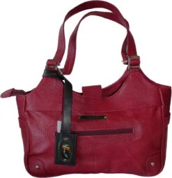German Wear, Damen Lederhandtasche Ledertasche Shopper Handtasche Tasche Tragetasche Rot