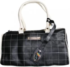 Damen Lederhandtasche Ledertasche Handtasche Tasche Tragetasche Echtleder Schwarz/weiß