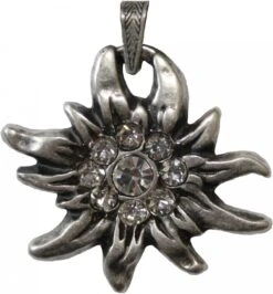 German Wear, Trachtenkette Edelweiß Satin Chiffon Straßsteine Metall Tracht Kette 3,5cm Schwarz -Bekleidungsgeschäft 1563 black detail