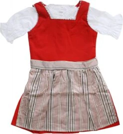 3-tlg Kinder Dirndl Mädchendirndl Dirndlbluse Dirndlschürze Kleid Rot