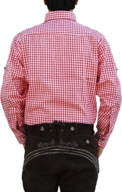 Trachtenhemd Für Trachten Lederhosen Freizeit Hemd Rot-blau-kariert -Bekleidungsgeschäft 1573 GW1222 3