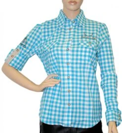 Trachtenbluse Trachtenlederhosen-bluse Türkis Kariert