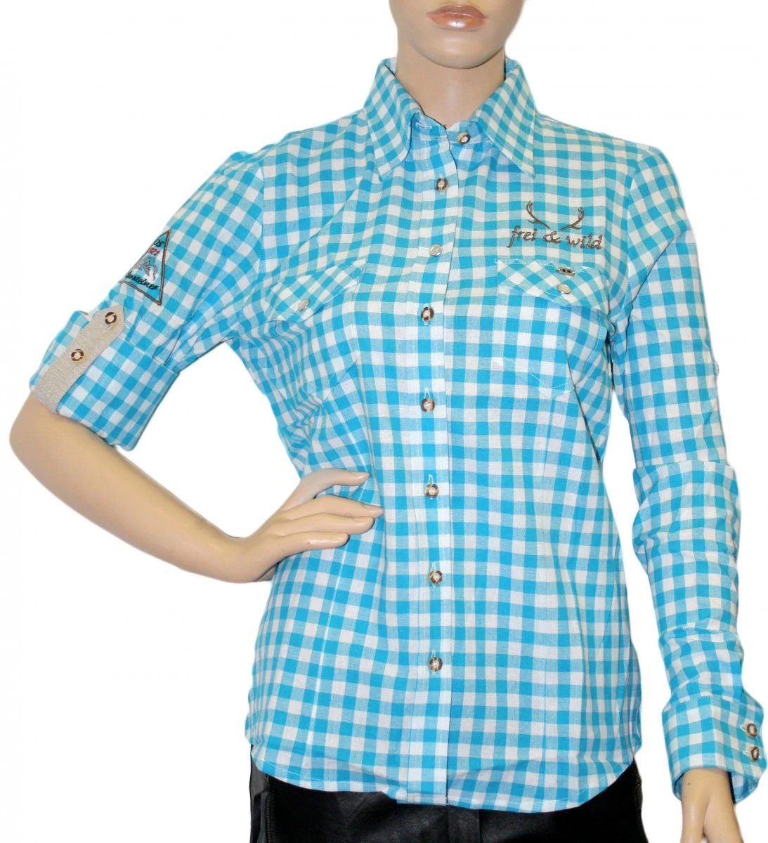 Trachtenbluse Trachtenlederhosen-bluse Türkis Kariert 1 Trachtenbluse Trachtenlederhosen-bluse Türkis Kariert