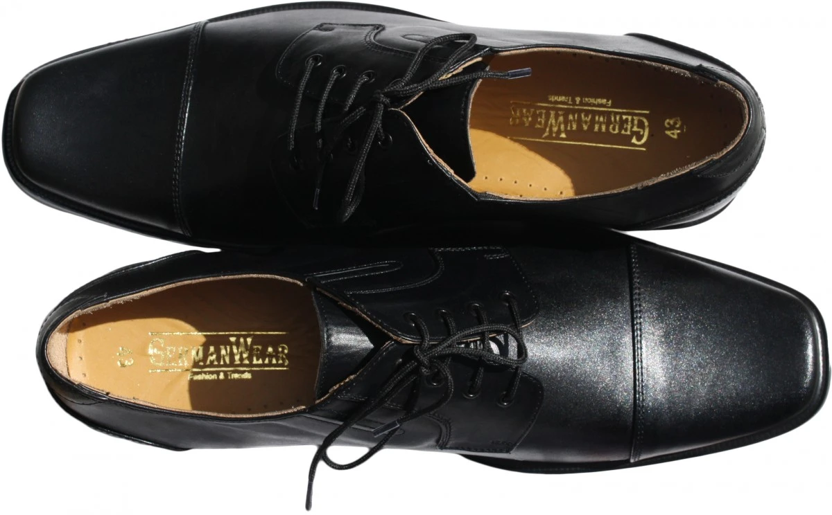 German Wear, Derby Business-schuhe Halbschuhe Lederschuhe Mit Ledersohle Schuhe Schwarz 2 German Wear, Derby Business-schuhe Halbschuhe Lederschuhe Mit Ledersohle Schuhe Schwarz – Bild 2