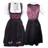 1-teiliges Midi-Dirndl Landhaus Kleid Dirndel Ohne Bluse Schwarz/weinrot