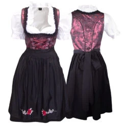1-teiliges Midi-Dirndl Landhaus Kleid Dirndel Ohne Bluse Schwarz/weinrot