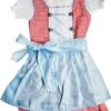 3-tlg Kinder Dirndl Mädchendirndl Dirndlbluse Dirndlschürze Kleid Rot/Blau Kariert Schürze
