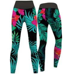 Blumen & Blätter Leggings Sehr Dehnbar Fitness Sport Yoga Gymnastik Training Tanzen Freizeit