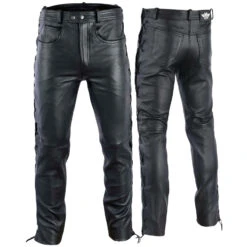 BULLDT Lederhose Lederjeans Bikerjeans Seitlich Geschnürt Anilinleder Naturleder
