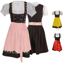 3-teiliges Mini-Dirndl-Set Dirndel Dirndlbluse Dirndlschürze