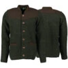 Herrenstrickjacke Jagd Trachten Schurwolle Strick Pullover Troyer Weste Oliv