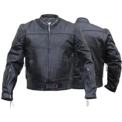 Motorrad Lederjacke Motorradjacke Cruiser Biker Jacke Schwarz