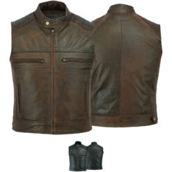 Motorrad Kutte Vintage Coffe Racer Lederweste Motorradweste Clubweste