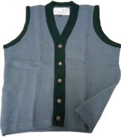 GermanWear Trachten Janker Strickweste Tracht Weste Janker Grau/grün -Bekleidungsgeschäft 1733 GW675 Grau Gruen 1