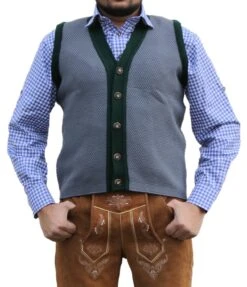 GermanWear Trachten Janker Strickweste Tracht Weste Janker Grau/grün