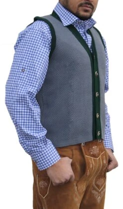 GermanWear Trachten Janker Strickweste Tracht Weste Janker Grau/grün -Bekleidungsgeschäft 1733 GW675 Grau Gruen 2