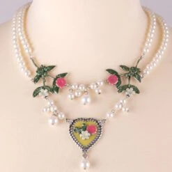 Trachtenkette Glasperlenkette Herzanhänger Anhänger