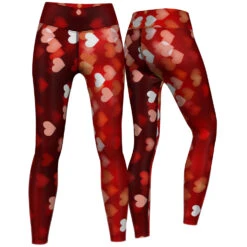 Hearts Leggings Sehr Dehnbar Für Sport,Yoga, Gymnastik, Training & Fashion Rot