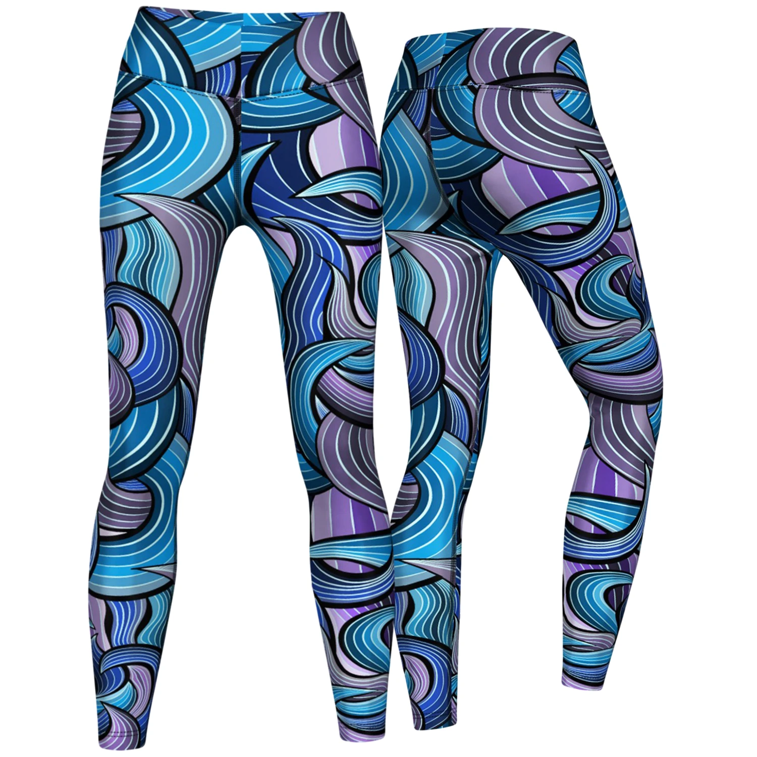 Maze Leggings Sehr Dehnbar Für Sport,Yoga, Gymnastik, Training & Fashion Lila/Blau 1 Maze Leggings Sehr Dehnbar Für Sport,Yoga, Gymnastik, Training & Fashion Lila/Blau