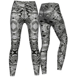 Geometery Leggings Sehr Dehnbar Für Sport,Yoga, Gymnastik, Training & Fashion Grau