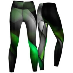 Glow Leggings Sehr Dehnbar Für Sport,Yoga, Gymnastik, Training, & Freizeit Schwarz/grün